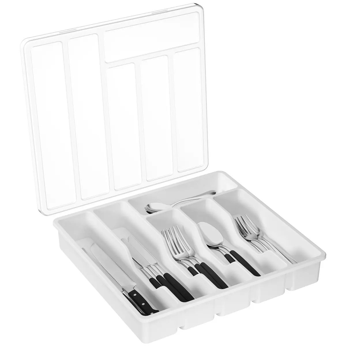 Lifewit Silverware Organizer with Lid, 12.6" x 11.8" | Dust-Free Cutlery Storage (70-120c) - main product image