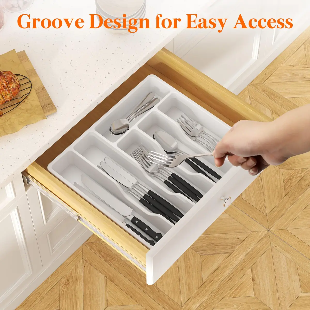 Lifewit Silverware Organizer with Lid, 12.6" x 11.8" | Dust-Free Cutlery Storage (70-120c) - view 8