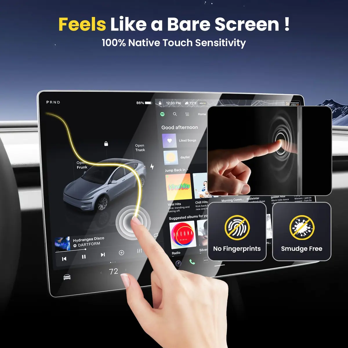 [Upgrade] 2 Pack Screen Protector for Tesla Model Y Juniper 2025 (Not for Premium/ Performance) / 2024~2025 2026 Model 3 Highland Screen Protector — 15.4-Inch Front & 8-Inch Rear Touchscreen Tempered Glass Tesla Juniper Accessories - view 5