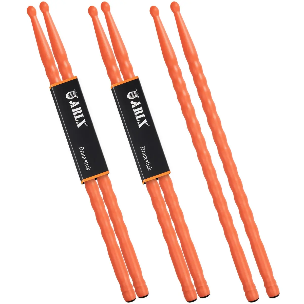 ARLX 5A Carbon Fiber Drum Sticks 3 Pair Orange | Durable & Patented Wave-Design - main product image