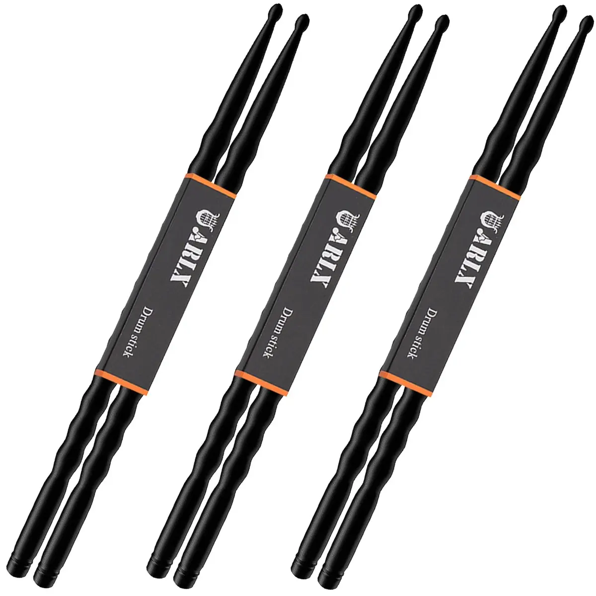 ARLX 5A Carbon Fiber Drumsticks 3 Pair Black | Durable & Balanced for All Styles - main product image