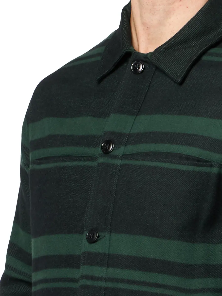 Paul Smith Long Sleeve Shirt Jacket Bottle Green | Regular Fit Cotton - view 3