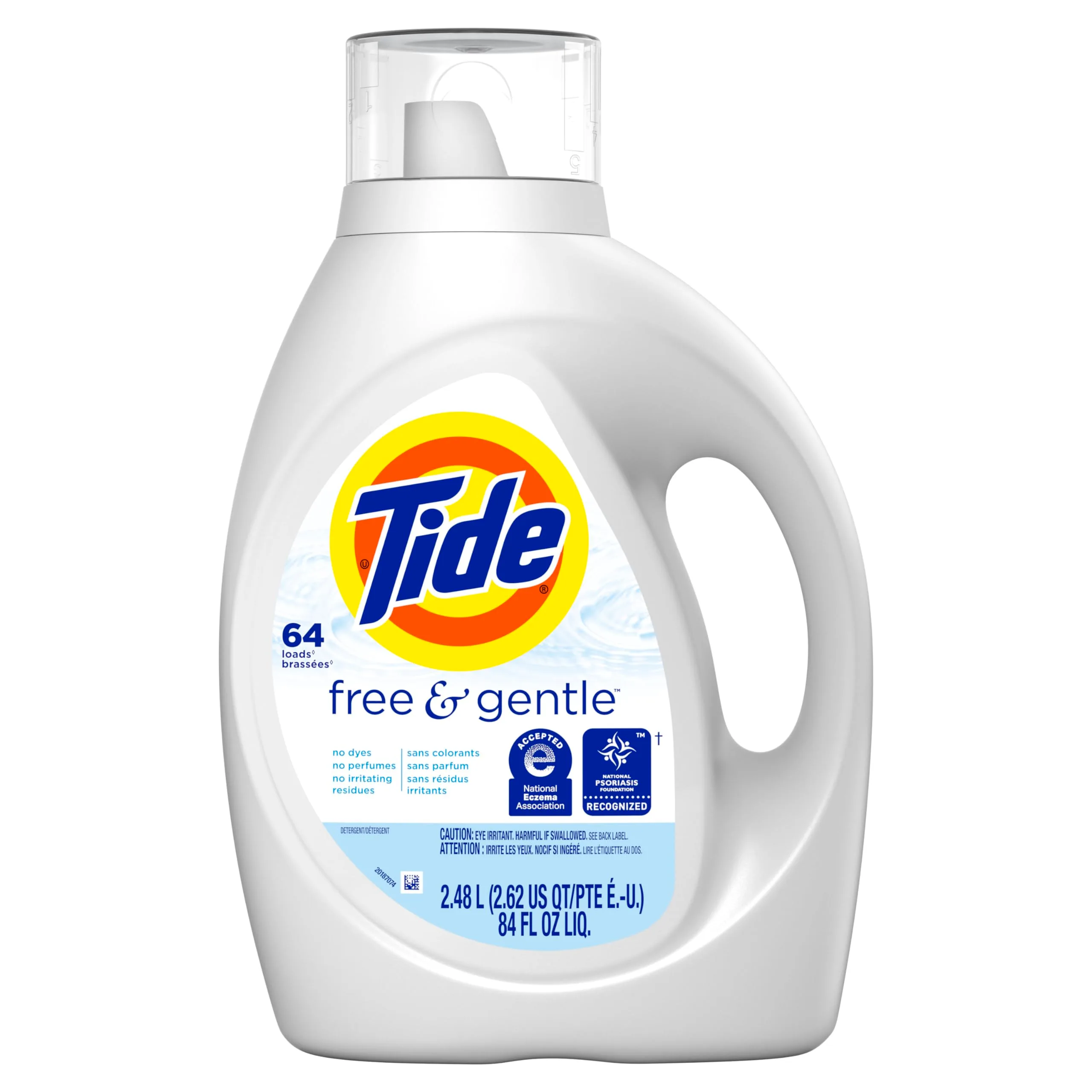 Tide Free and Gentle Liquid Laundry Detergent 84 oz Bottle | Dye-Free, Fragrance-Free Formula for Sensitive Skin - main product image