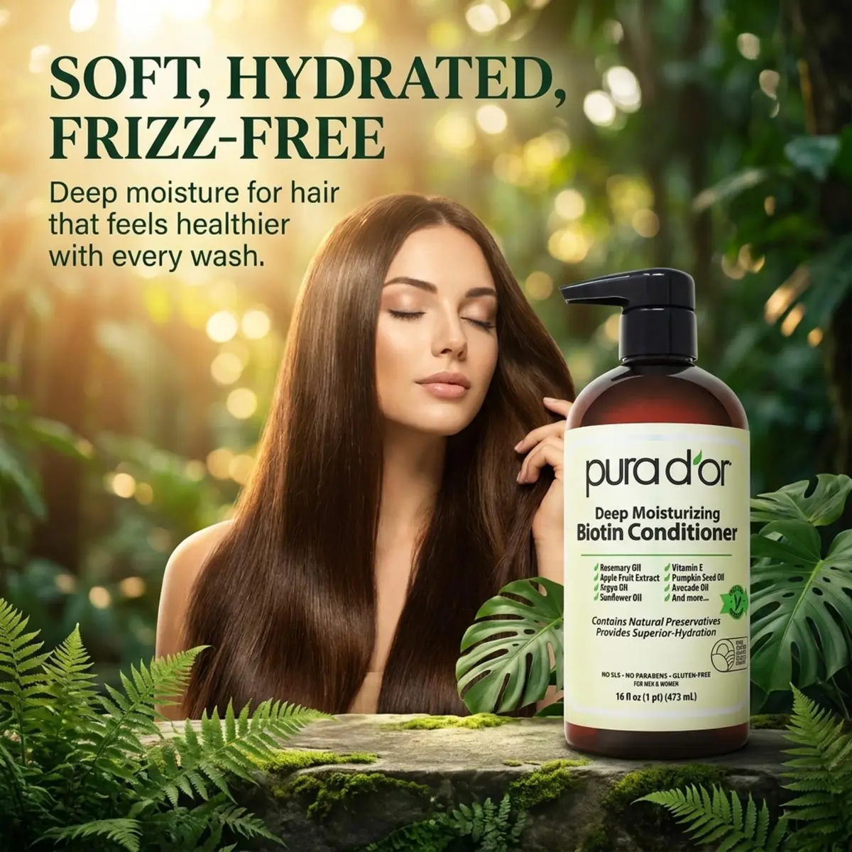 PURA D'OR Deep Moisturizing Biotin Hair Regrowth Conditioner 473ml (16 Fl Oz) | Thickens & Softens Dry, Frizzy Hair - view 5