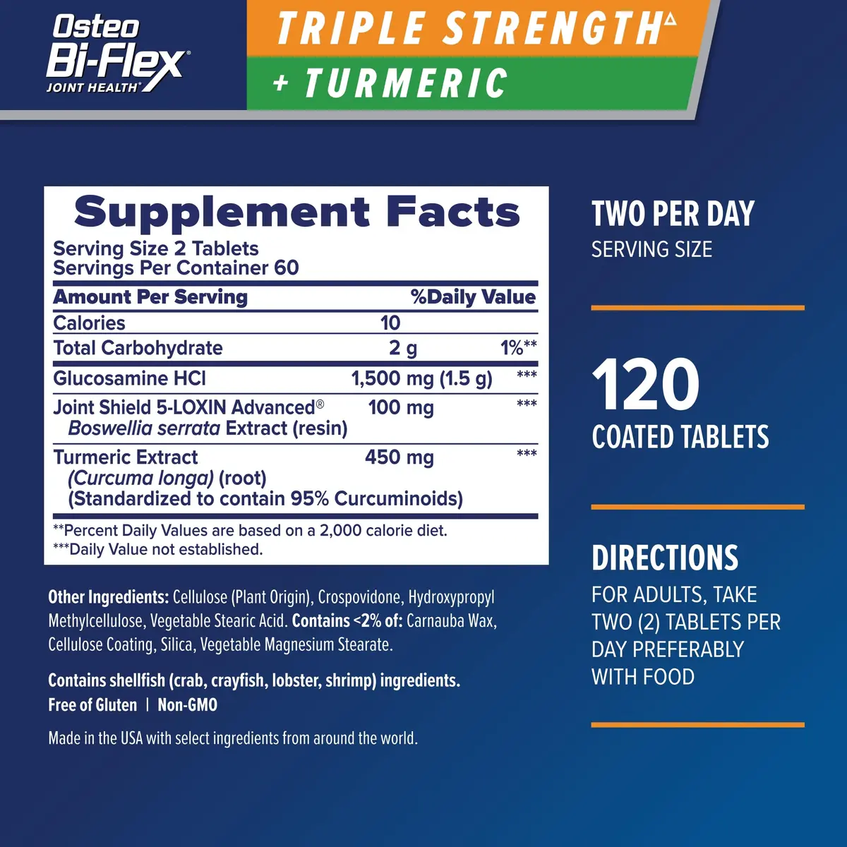 Osteo Bi-Flex Glucosamine Triple Strength Plus Turmeric Supplement, 120 Ct | Supports Joint Comfort & Mobility - view 2