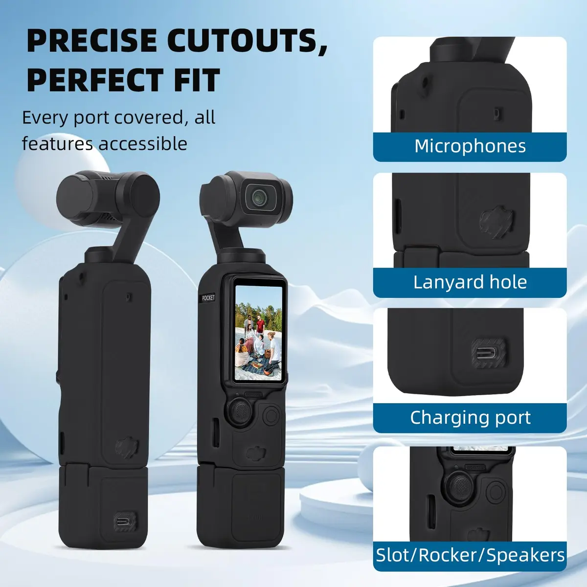 BRDRC Pocket 3 Silicone Cover for DJI OSMO Pocket 3 | Scratch-Resistant Skin & Anti-Loss Strap - view 4