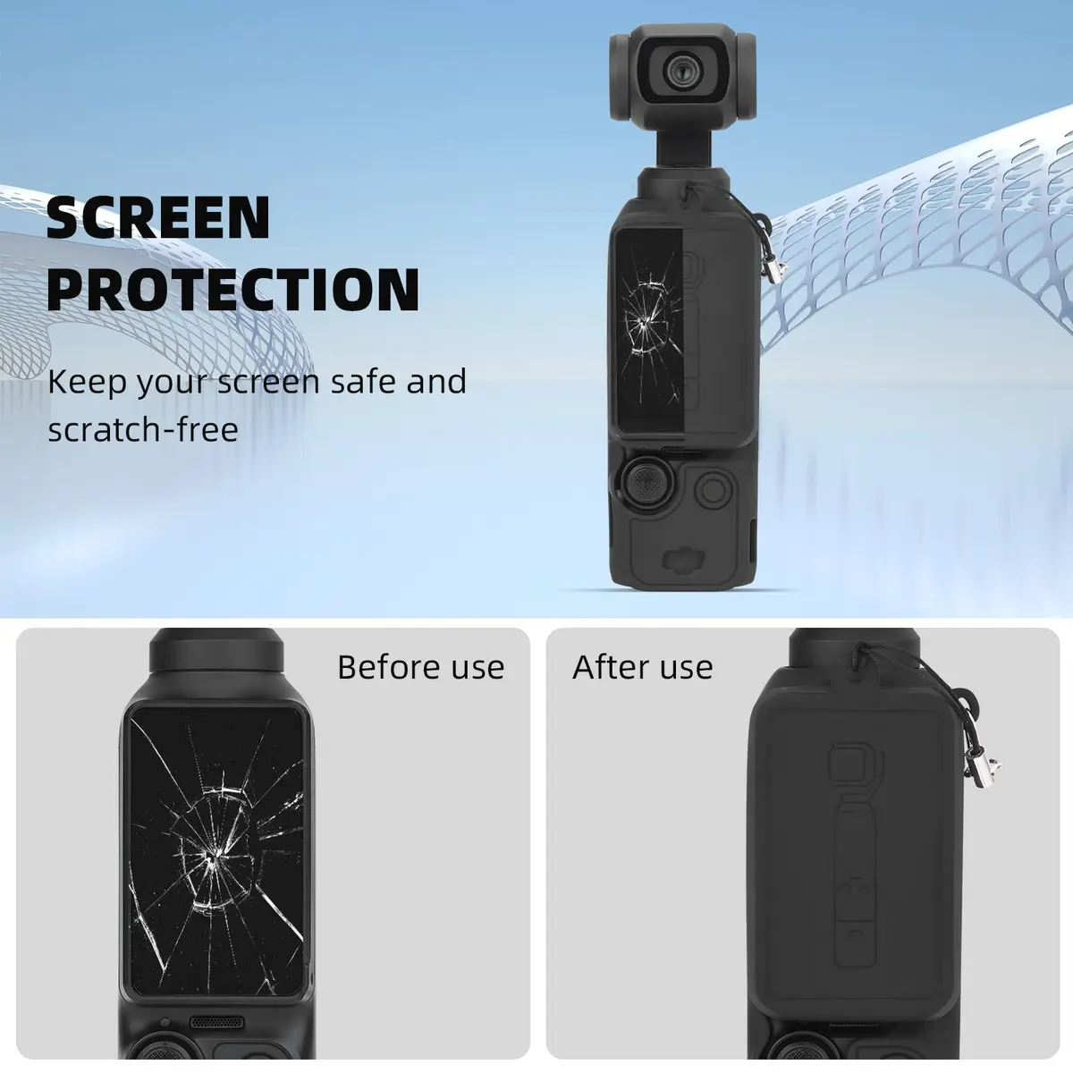 BRDRC Pocket 3 Silicone Cover for DJI OSMO Pocket 3 | Scratch-Resistant Skin & Anti-Loss Strap - view 2