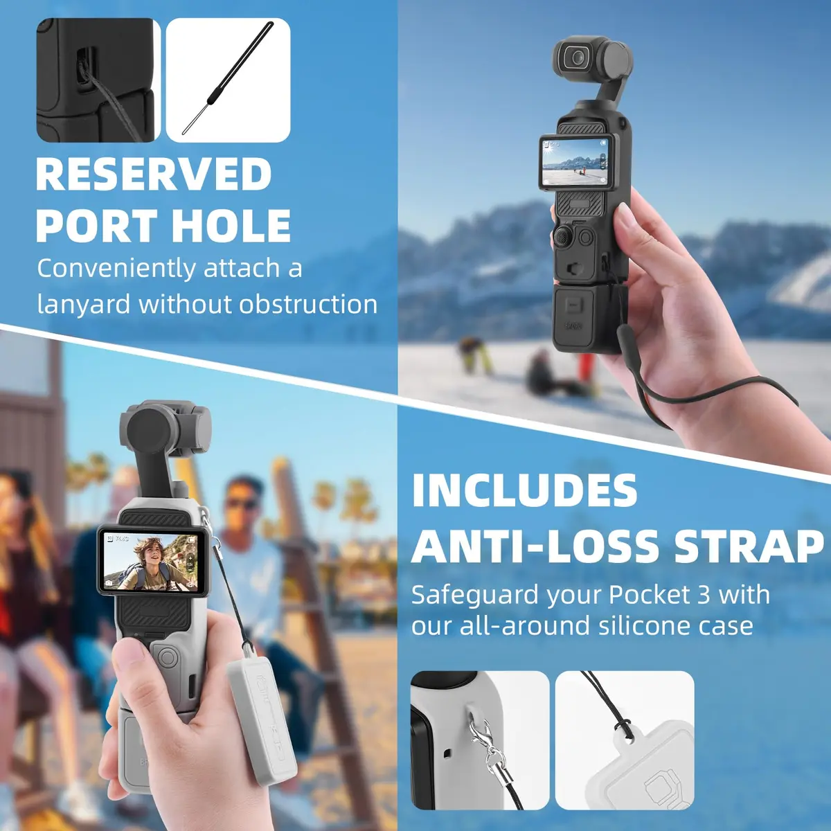 BRDRC Pocket 3 Silicone Cover for DJI OSMO Pocket 3 | Scratch-Resistant Skin & Anti-Loss Strap - view 3
