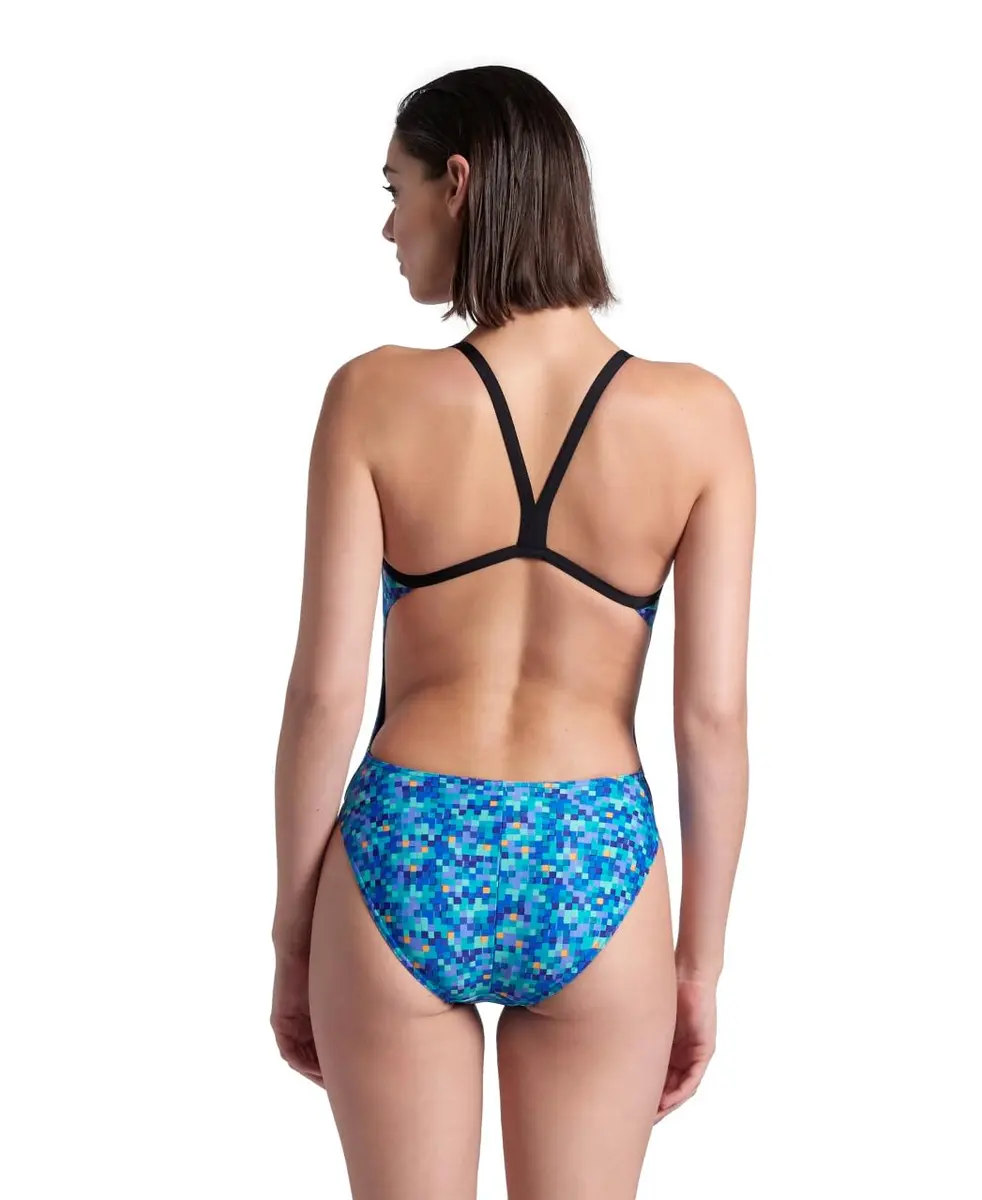 ARENA Women's MaxLife Training Swimsuit Challenge Back, Black/Blue Multi, US Size 22 | Chlorine-Proof, UPF 50+ - view 2