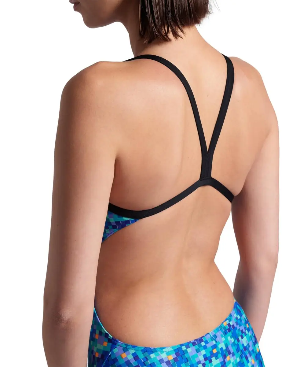 ARENA Women's MaxLife Training Swimsuit Challenge Back, Black/Blue Multi, US Size 22 | Chlorine-Proof, UPF 50+ - view 4