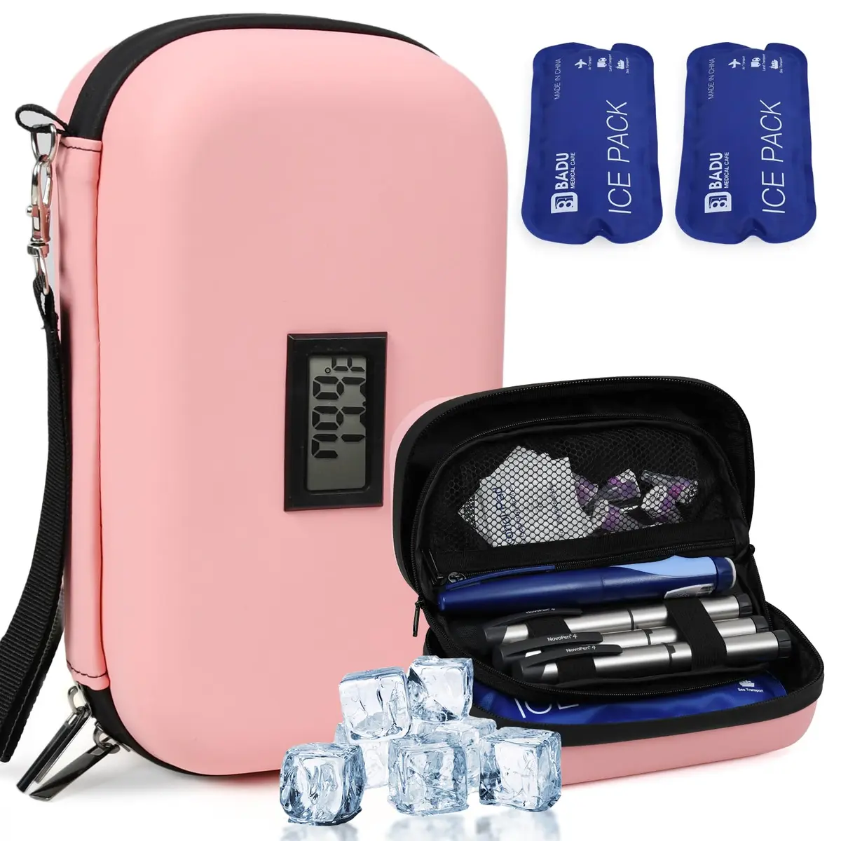 HIMDUZE Pink Carrier Bag Case 131.77 cu in | TSA Approved Insulin Travel Cooler - main product image