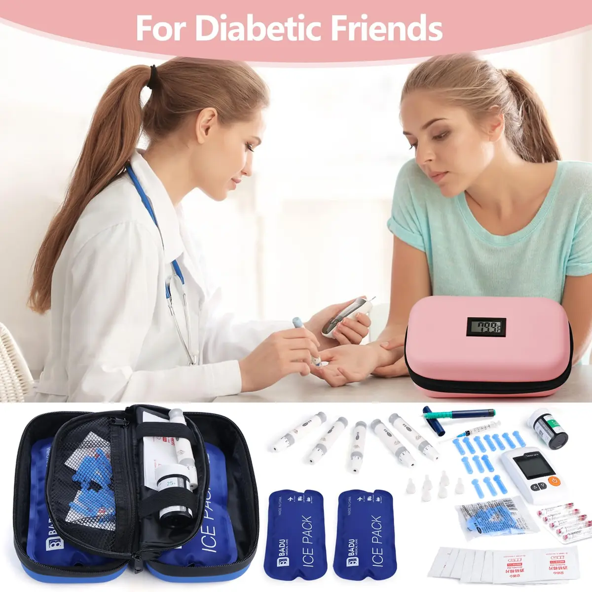 HIMDUZE Pink Carrier Bag Case 131.77 cu in | TSA Approved Insulin Travel Cooler - view 6