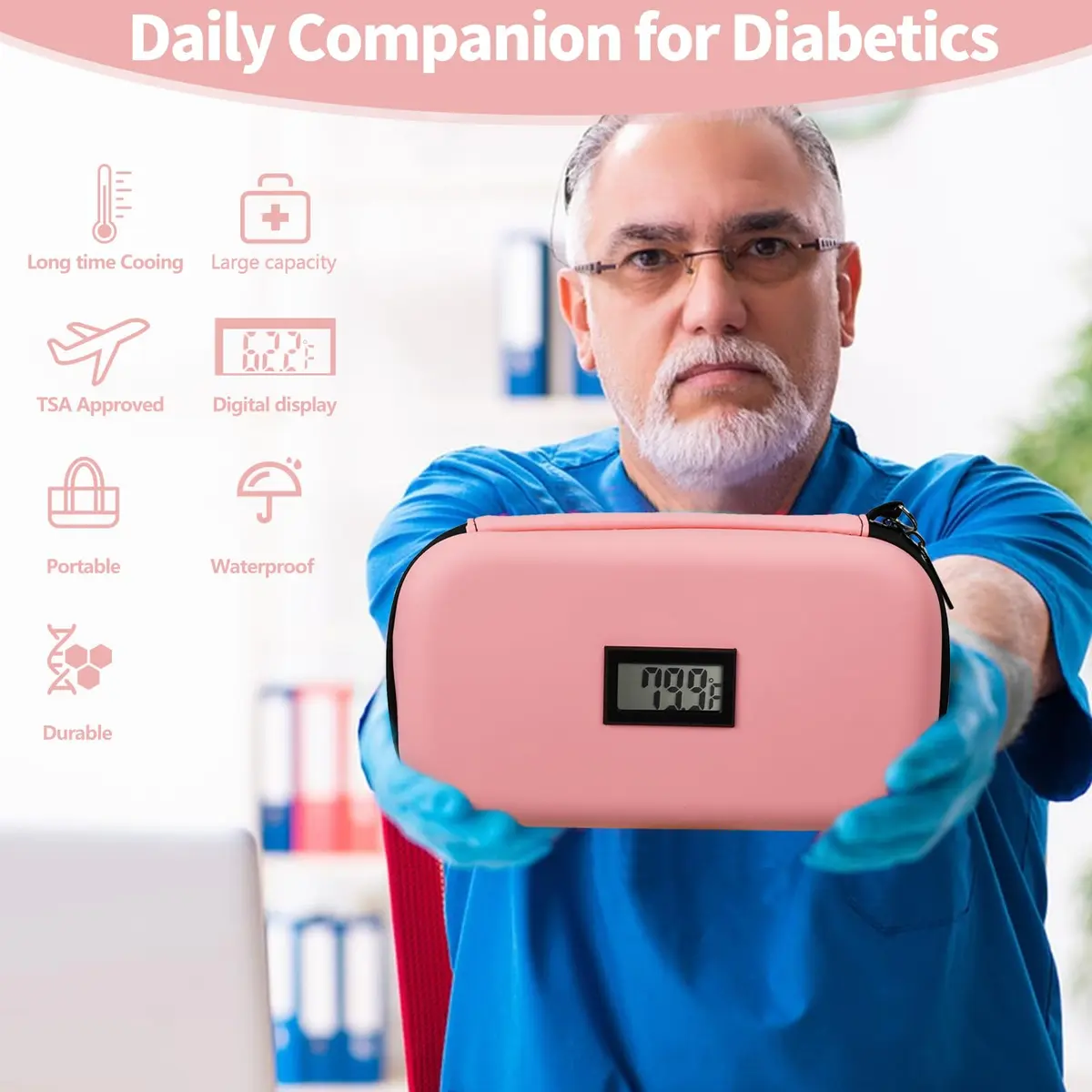 HIMDUZE Pink Carrier Bag Case 131.77 cu in | TSA Approved Insulin Travel Cooler - view 7