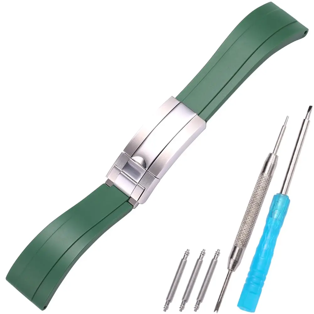 Feyert MilitaryGreen Rubber Watch Band 20mm (0.79in) | Compatible with Rolex Daytona Yachtmaster - main product image