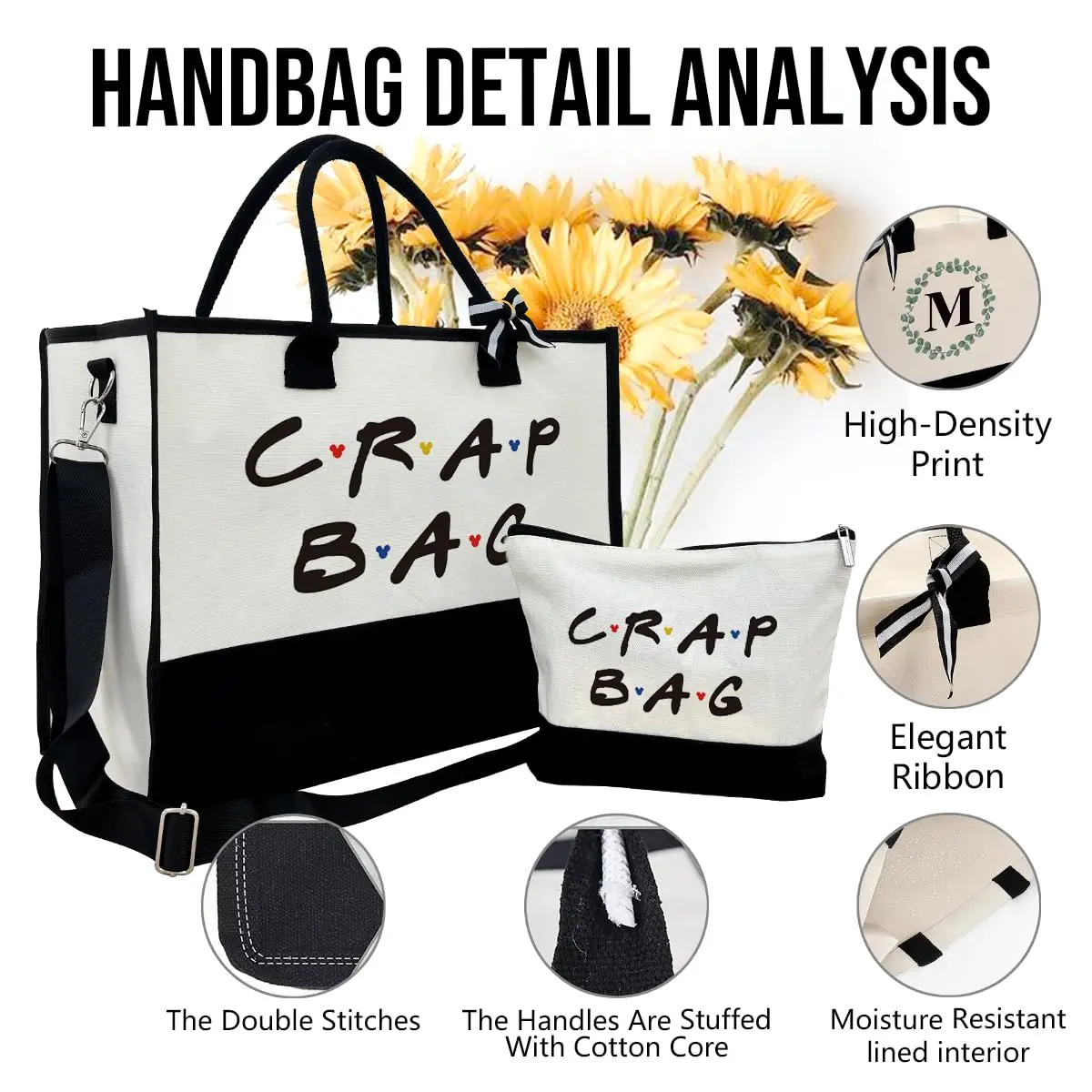 SUSZDOU Crap Bag - Gifts for Women - Initial Jute Tote & Makeup Bag 17x12.6x7.9in | Reusable Grocery Tote & Gift - view 7