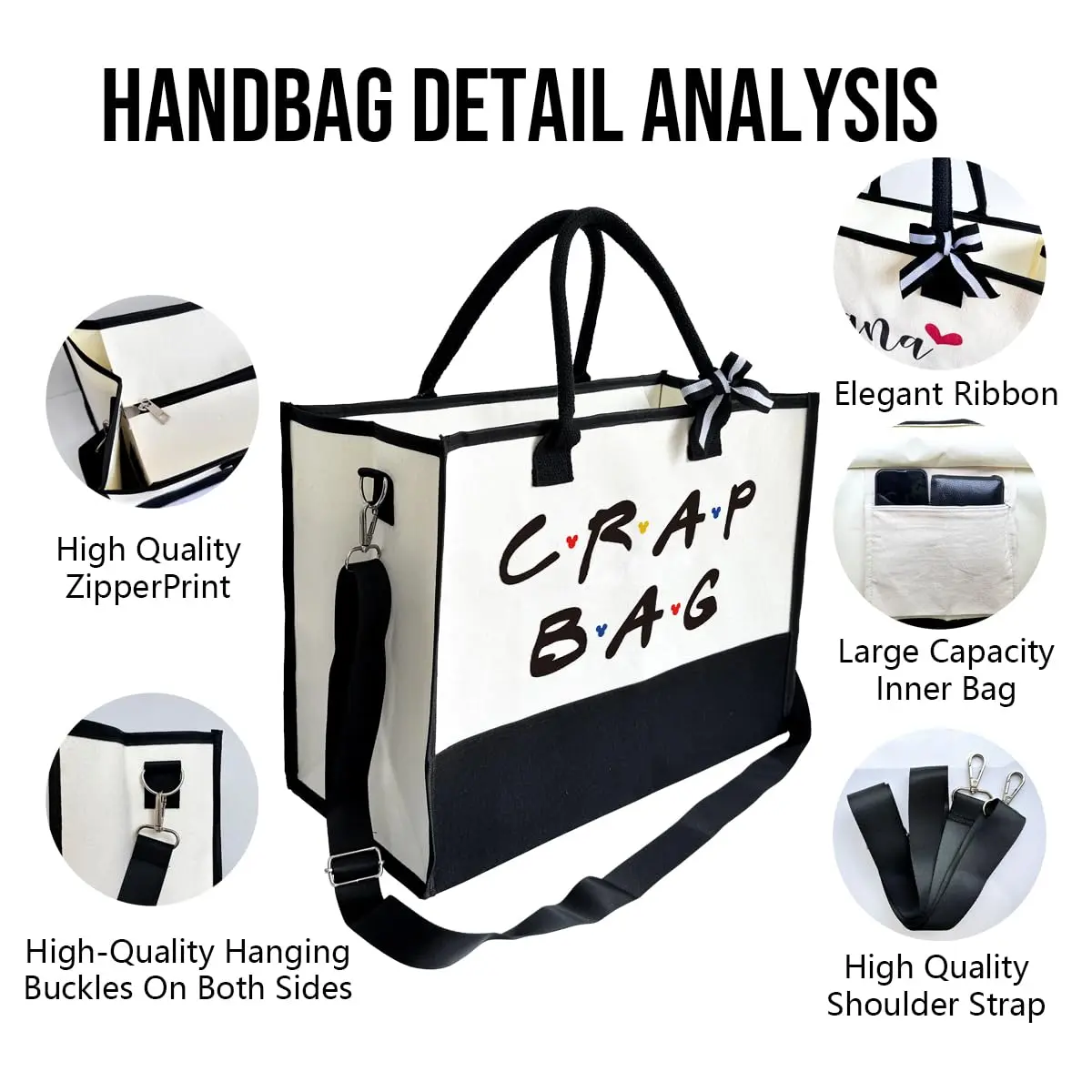 SUSZDOU Crap Bag - Gifts for Women - Initial Jute Tote & Makeup Bag 17x12.6x7.9in | Reusable Grocery Tote & Gift - view 8