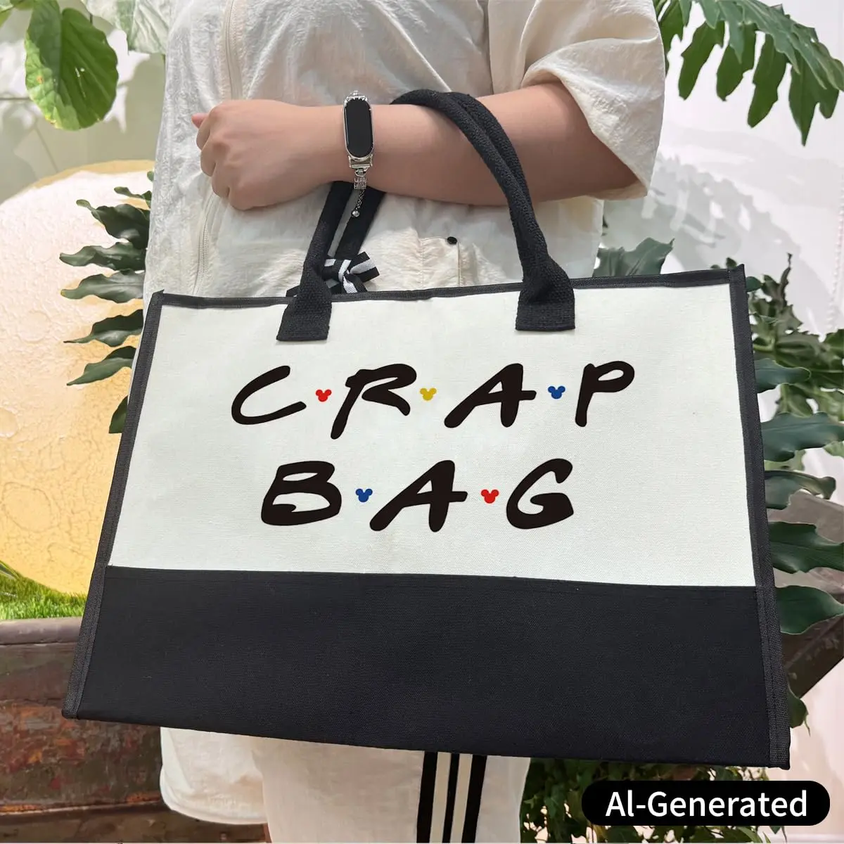 SUSZDOU Crap Bag - Gifts for Women - Initial Jute Tote & Makeup Bag 17x12.6x7.9in | Reusable Grocery Tote & Gift - view 2