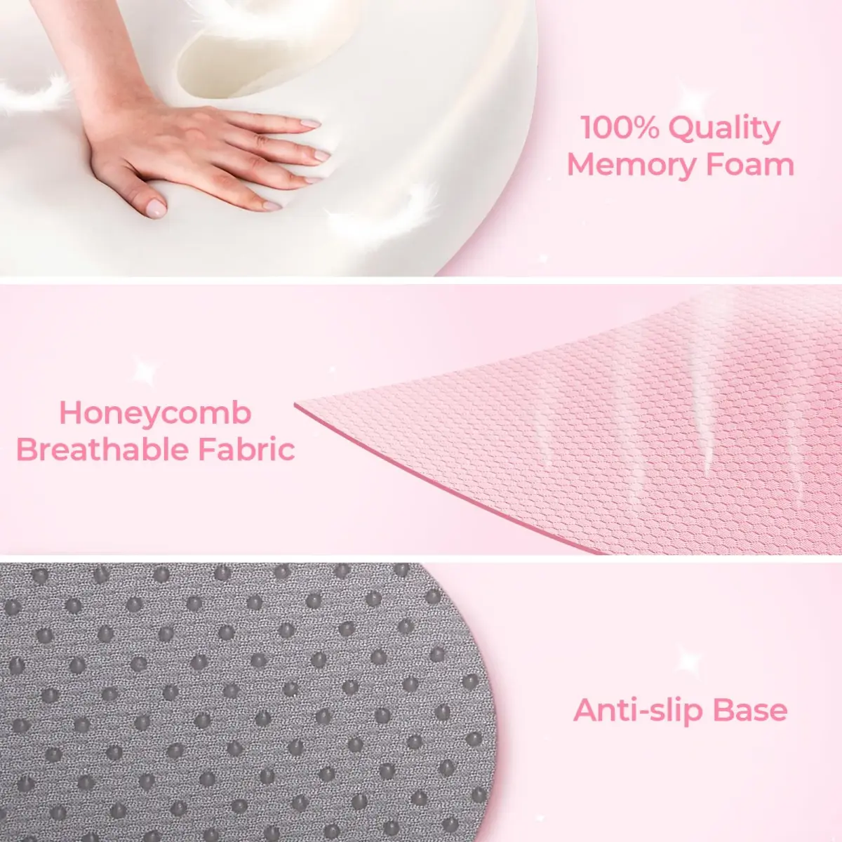 AUVON Donut Seat Cushion for Tailbone Pain Relief, Orthopedic Memory Foam Coccyx Pillow 42cm x 41cm (17.2''L x 16.2''W) - view 6