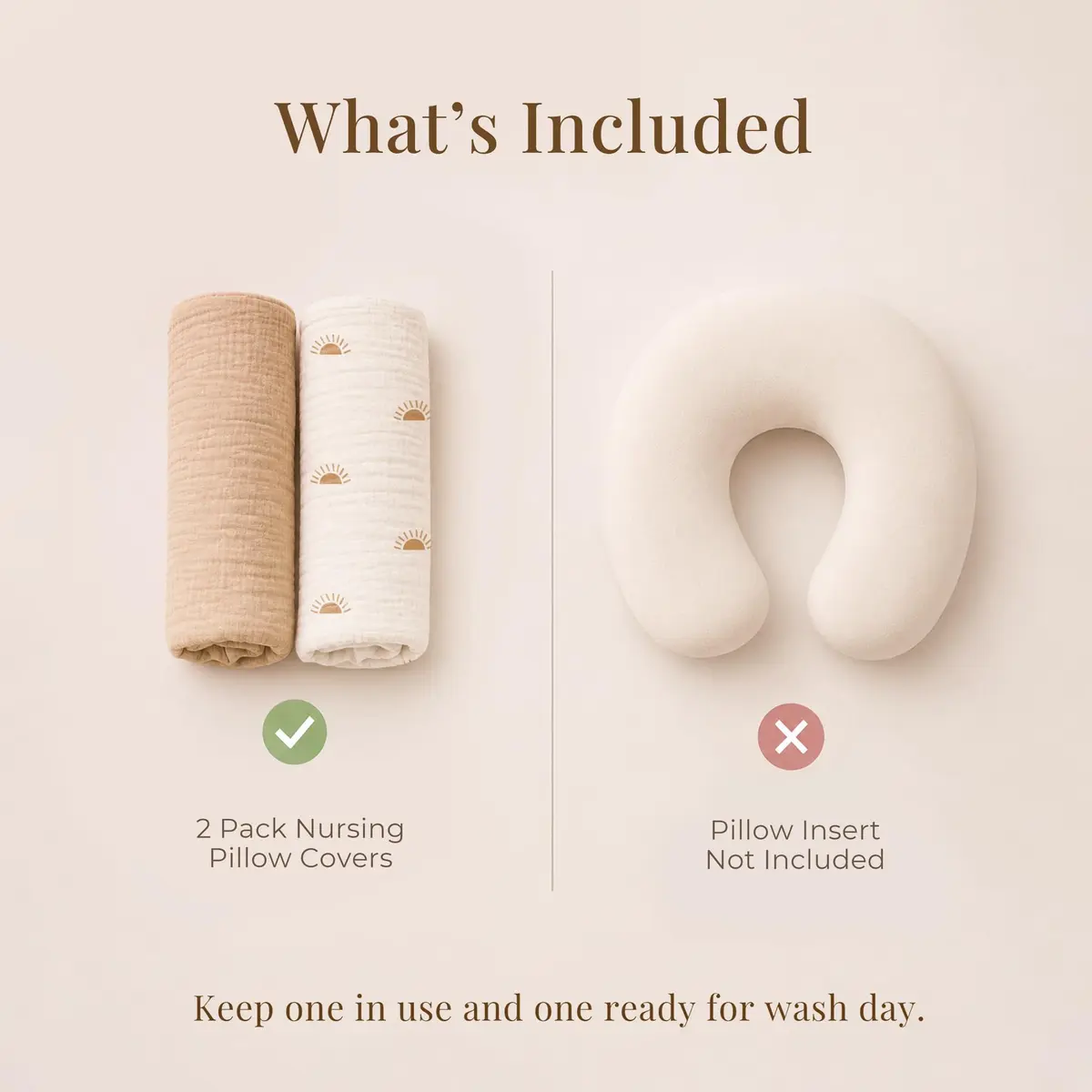 Konssy 2-Pack Muslin Nursing Pillow Covers | Sun Soft Slipcover for Baby - view 3