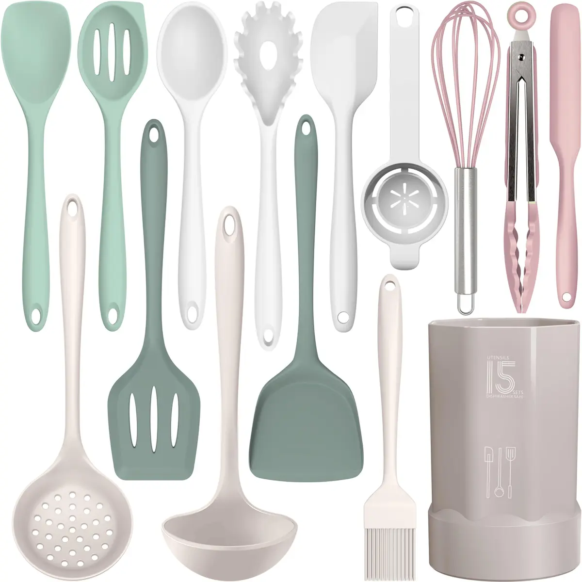 AOTHOD Silicone Cooking Utensils Set - Heat Resistant 446°F | BPA Free Kitchen Gadgets - main product image