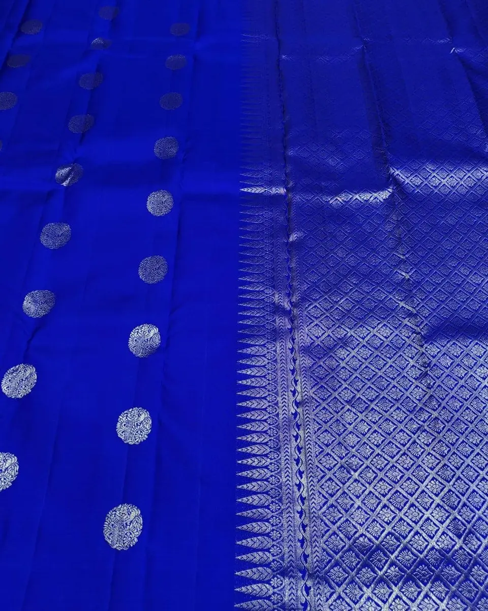 Avantika Fashion Women's Kanjivaram Soft Semi Silk Banarasi Saree With Blouse Piece, Royal Blue | Jacquard Woven Stylish Sari - view 4