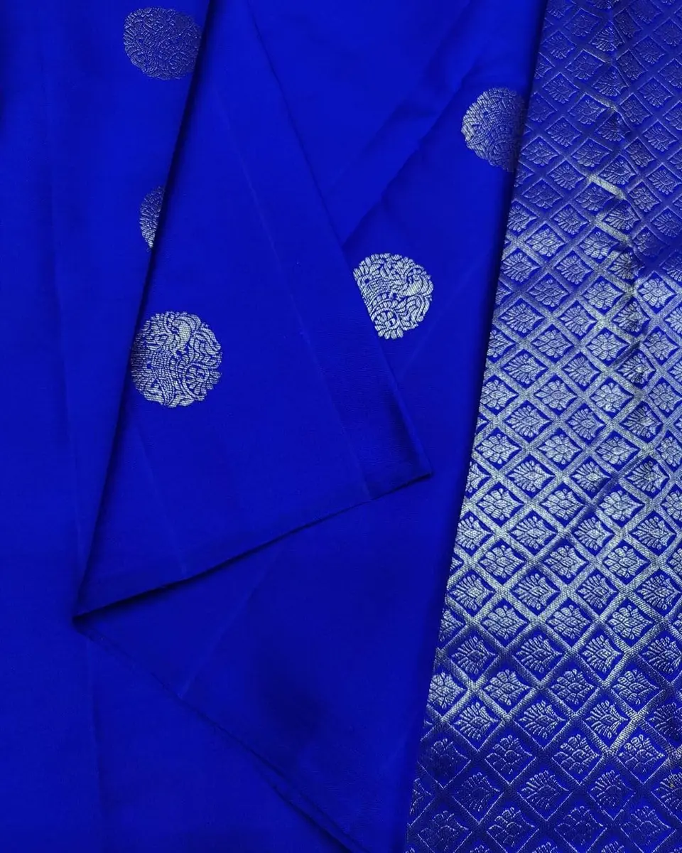 Avantika Fashion Women's Kanjivaram Soft Semi Silk Banarasi Saree With Blouse Piece, Royal Blue | Jacquard Woven Stylish Sari - view 7