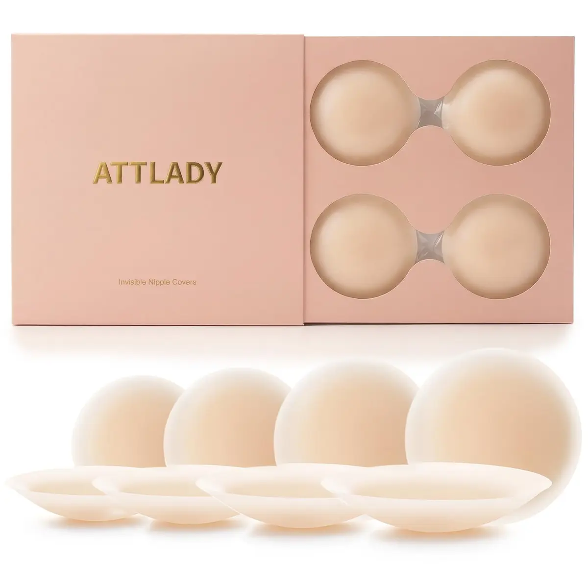 ATTLADY Nipple Covers 4 Pairs Silicone Reusable No Show | Hypoallergenic, Waterproof & Discreet - main product image