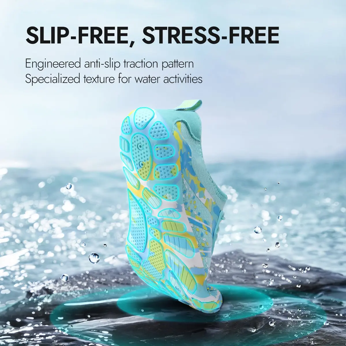 ATHMILE Water Shoes for Women Men Beach Swim Pool Quick Dry | Anti-slip Rubber Sole, Breathable Elastic Upper, Unisex, Low Top - view 4