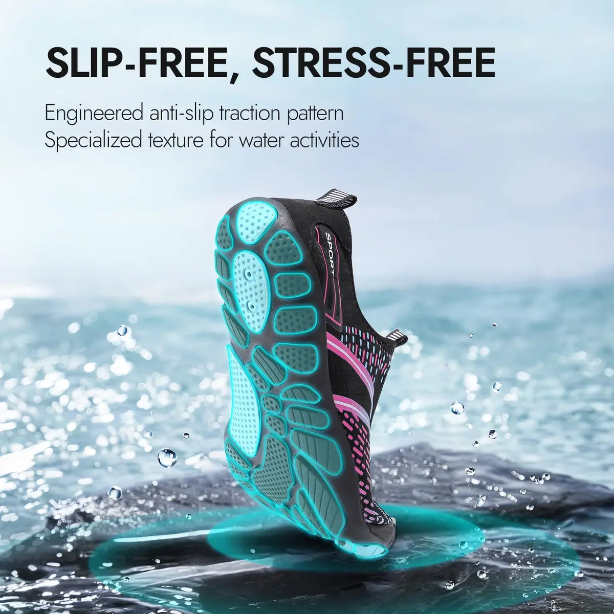 ATHMILE Water Shoes for Women Men - Quick Dry Barefoot Beach Swim Pool Aqua Socks | US Women 10 / Men 8.5 - view 4