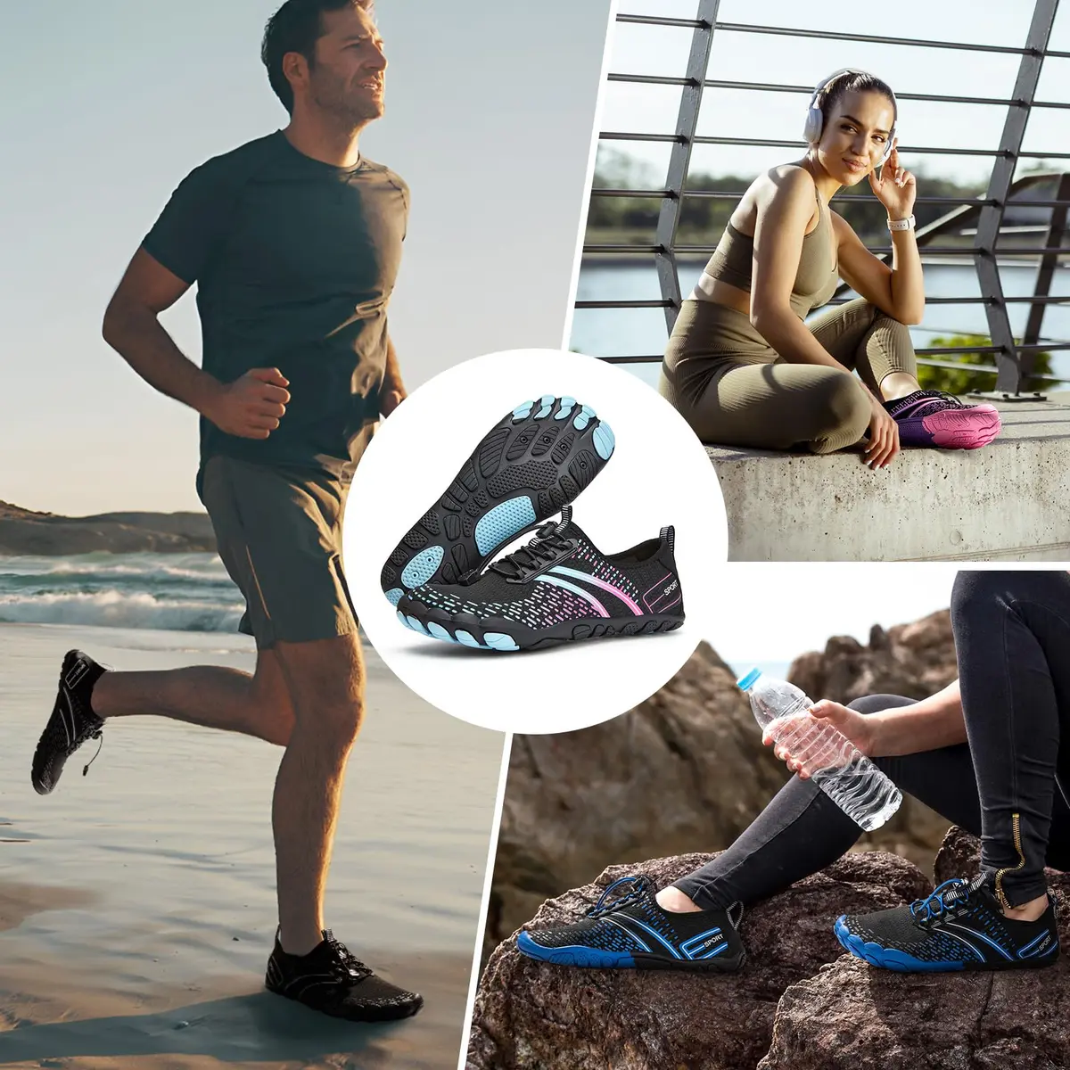 ATHMILE Water Shoes for Women Men - Quick Dry Barefoot Beach Swim Pool Aqua Socks | US Women 10 / Men 8.5 - view 2