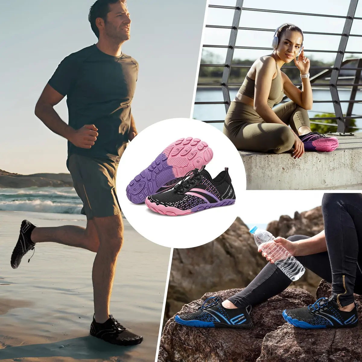 ATHMILE Barefoot Water Shoes for Women & Men | 6 Women/4.5 Men (US) Pink - view 2