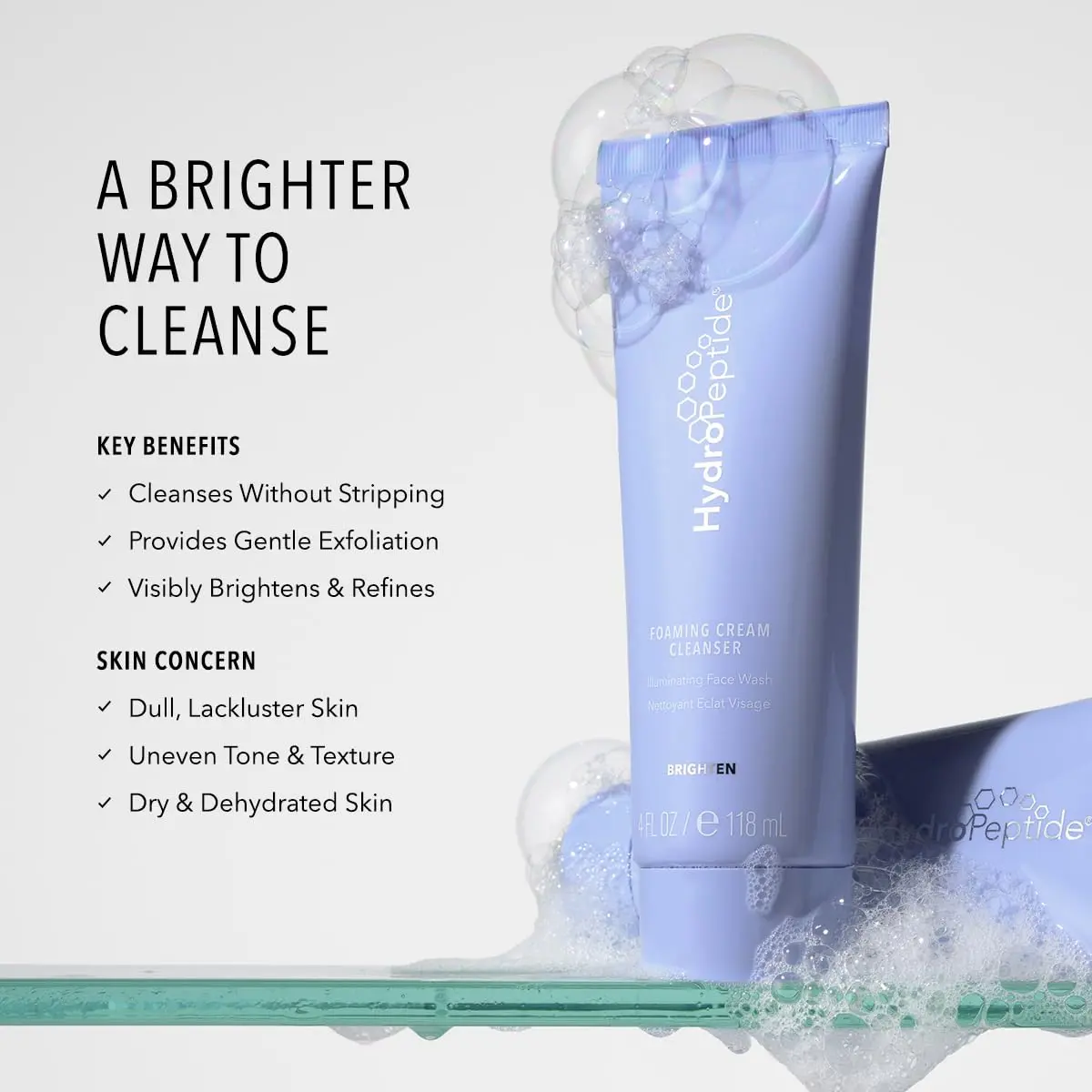 HydroPeptide Foaming Cream Cleanser 4 oz | Brightening Daily Face Wash for All Skin Types - view 2