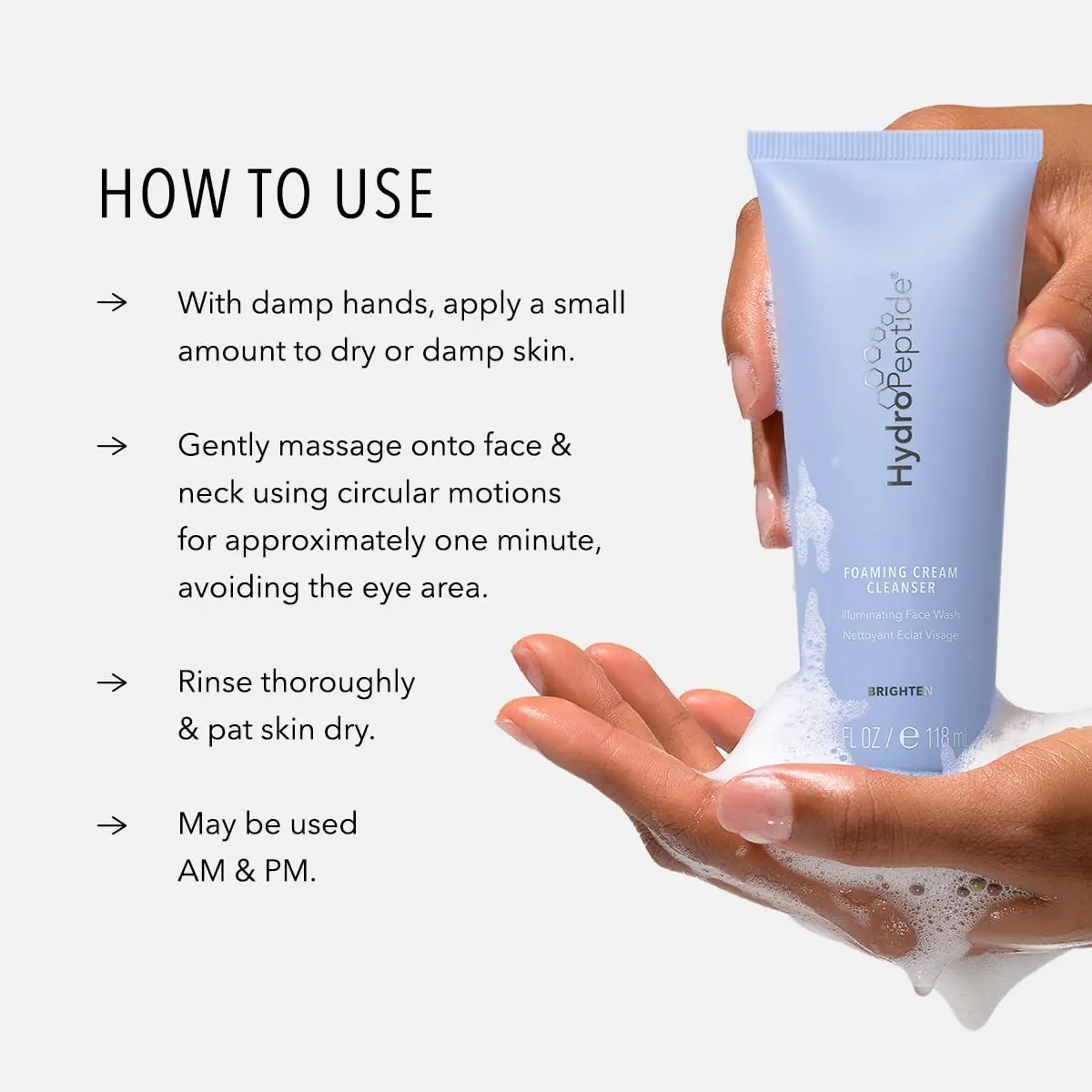 HydroPeptide Foaming Cream Cleanser 4 oz | Brightening Daily Face Wash for All Skin Types - view 4