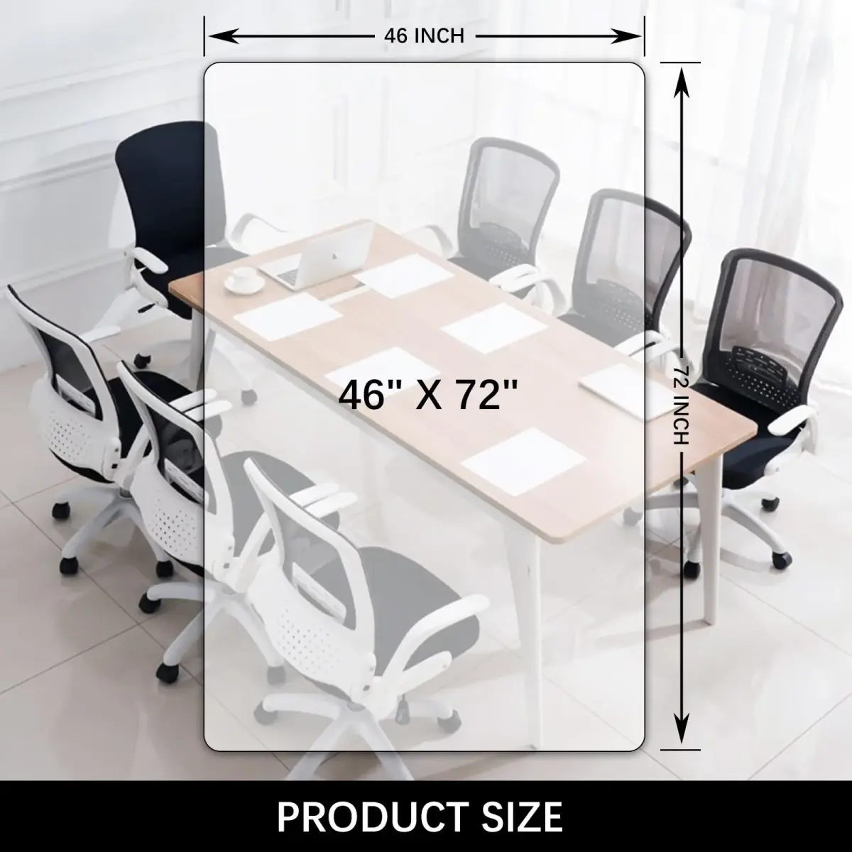 Kuyal Clear Chair Mat for Hardwood Floor 117cm x 183cm (46" x 72") | Protects Floors from Chair Damage - view 6