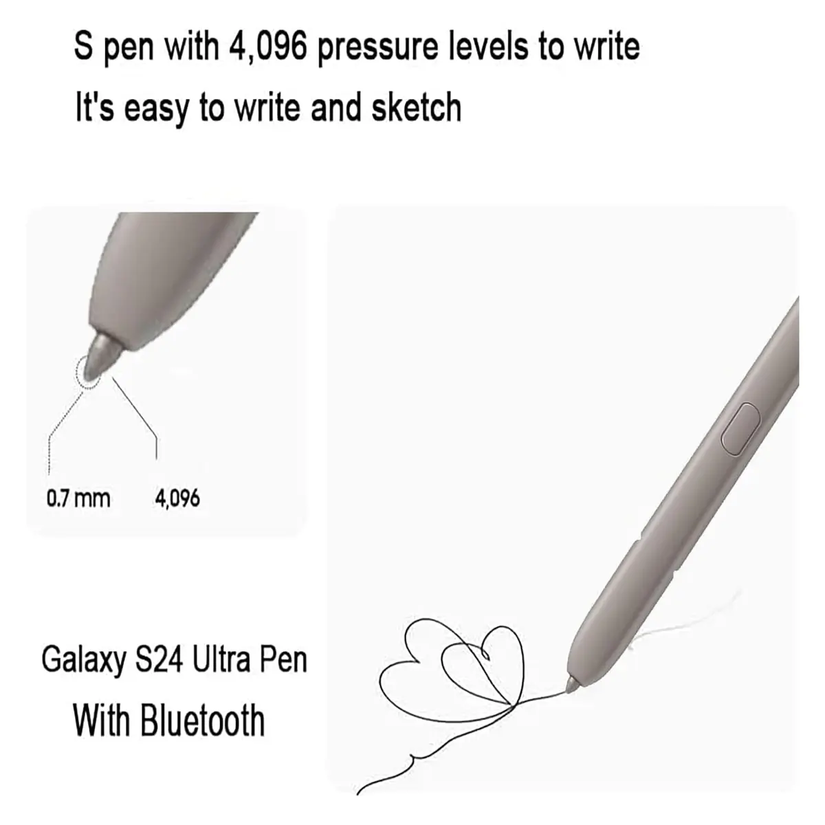 CaoXiong S24 Ultra S Pen Replacement for Samsung Galaxy S24 Ultra Stylus (Light Gray) | Aluminum Stylus Pen for Touch Screens - view 5