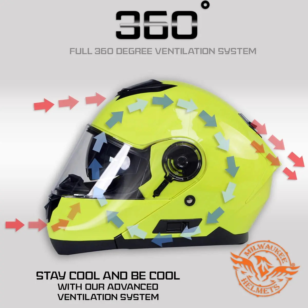Milwaukee Helmets Advanced DOT Modular Full Face Motorcycle Helmet - Flip Up Front - Dual Visor Drop Down Shield | DOT FMVSS 218 Certified - view 4