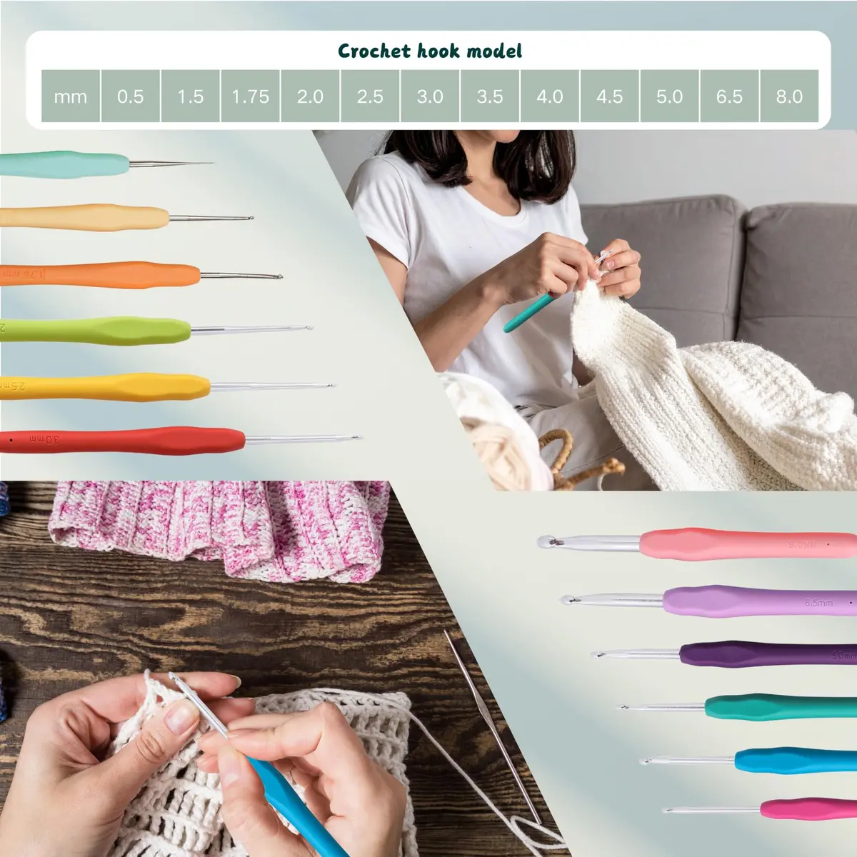 Yarniss Complete Crochet Kit for Beginners | 12 Ergonomic Hooks, 15 Yarn Colors, Storage Bag - view 4