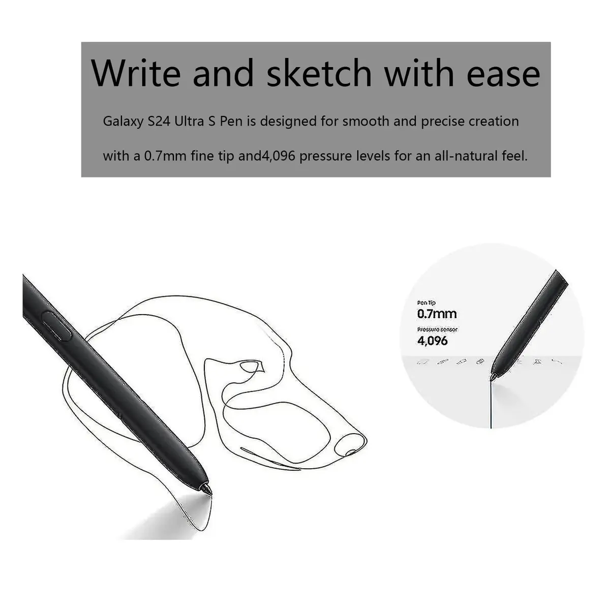 CaoXiong S24 Ultra S Pen Replacement for Samsung S24 Ultra Stylus(YellowGold) 0.7mm | Stylus Pen for Touch Screens - view 4