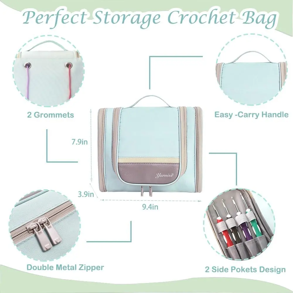 Yarniss Complete Crochet Kit for Beginners with Bag, Mint | 1050 Yards Yarn & Ergonomic Hooks | Learn Crochet with Video Tutorials - view 5