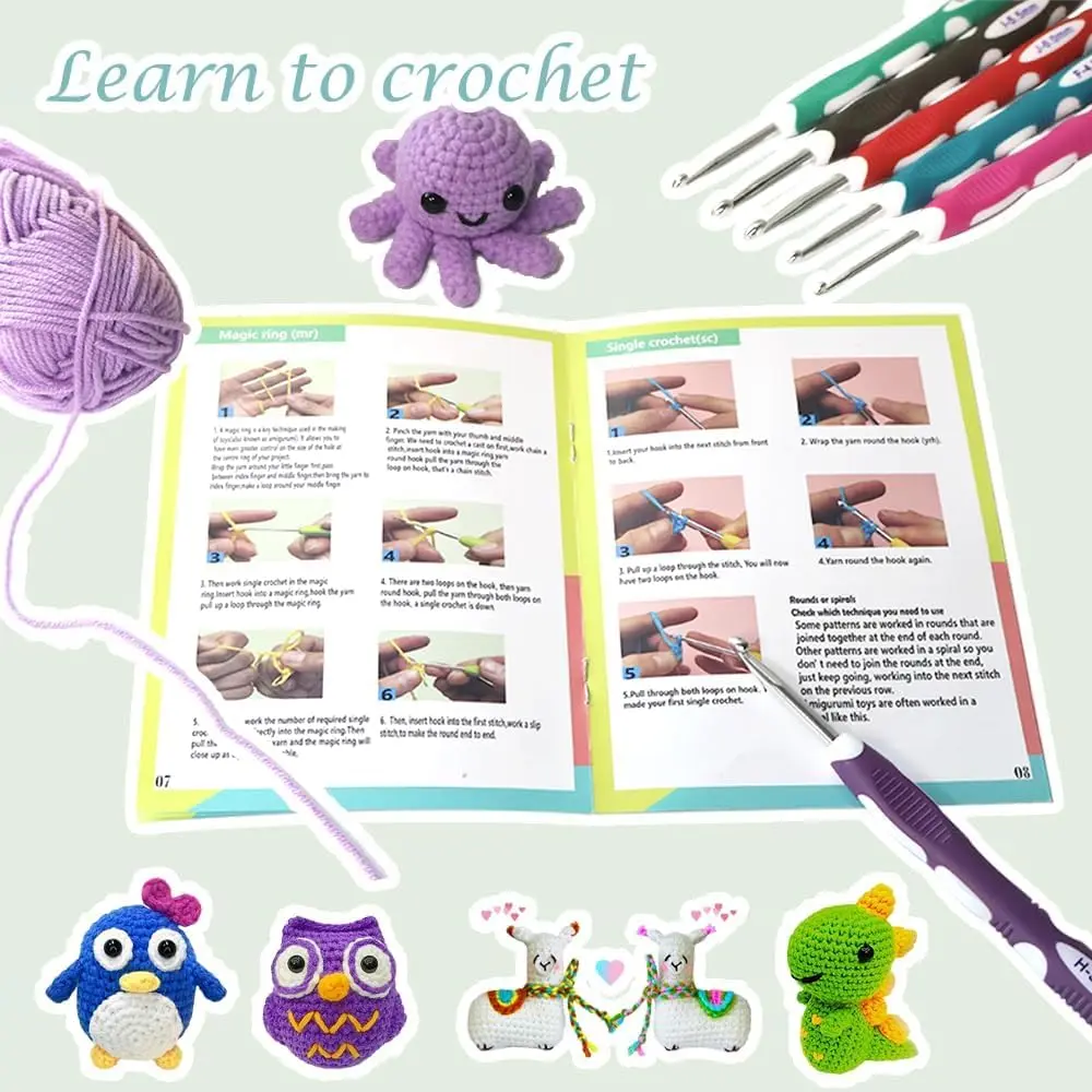 Yarniss Complete Crochet Kit for Beginners with Bag, Mint | 1050 Yards Yarn & Ergonomic Hooks | Learn Crochet with Video Tutorials - view 6