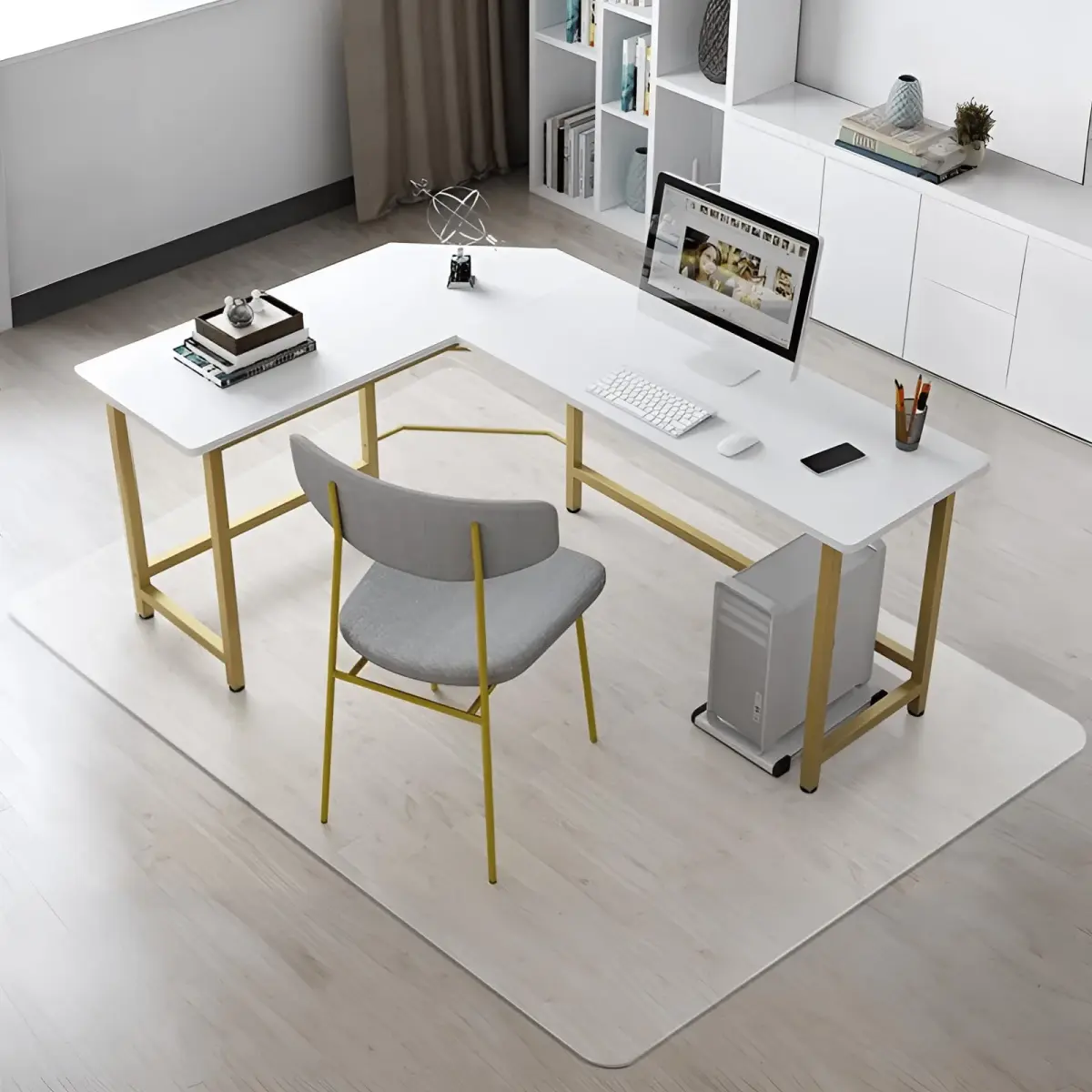 Kuyal Clear Chair Mat for Hardwood Floor 129.5cm x 160cm (51" x 63") | Protects Floors from Scratches & Scuffs - main product image