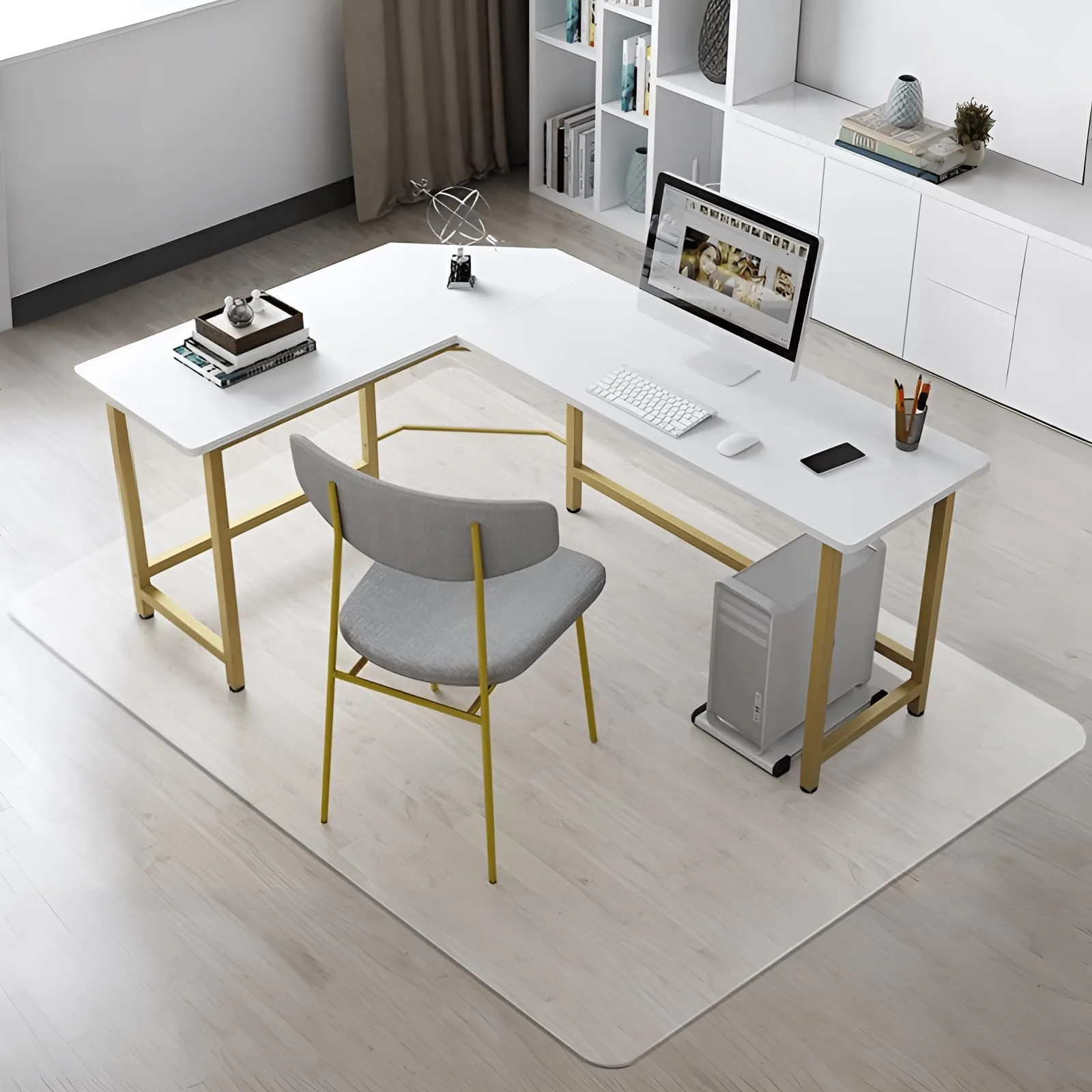 Kuyal Clear Chair Mat for Hardwood Floor 51 x 63 inches Rectangle | Protects Wood, Tile, Laminate Floors - main product image
