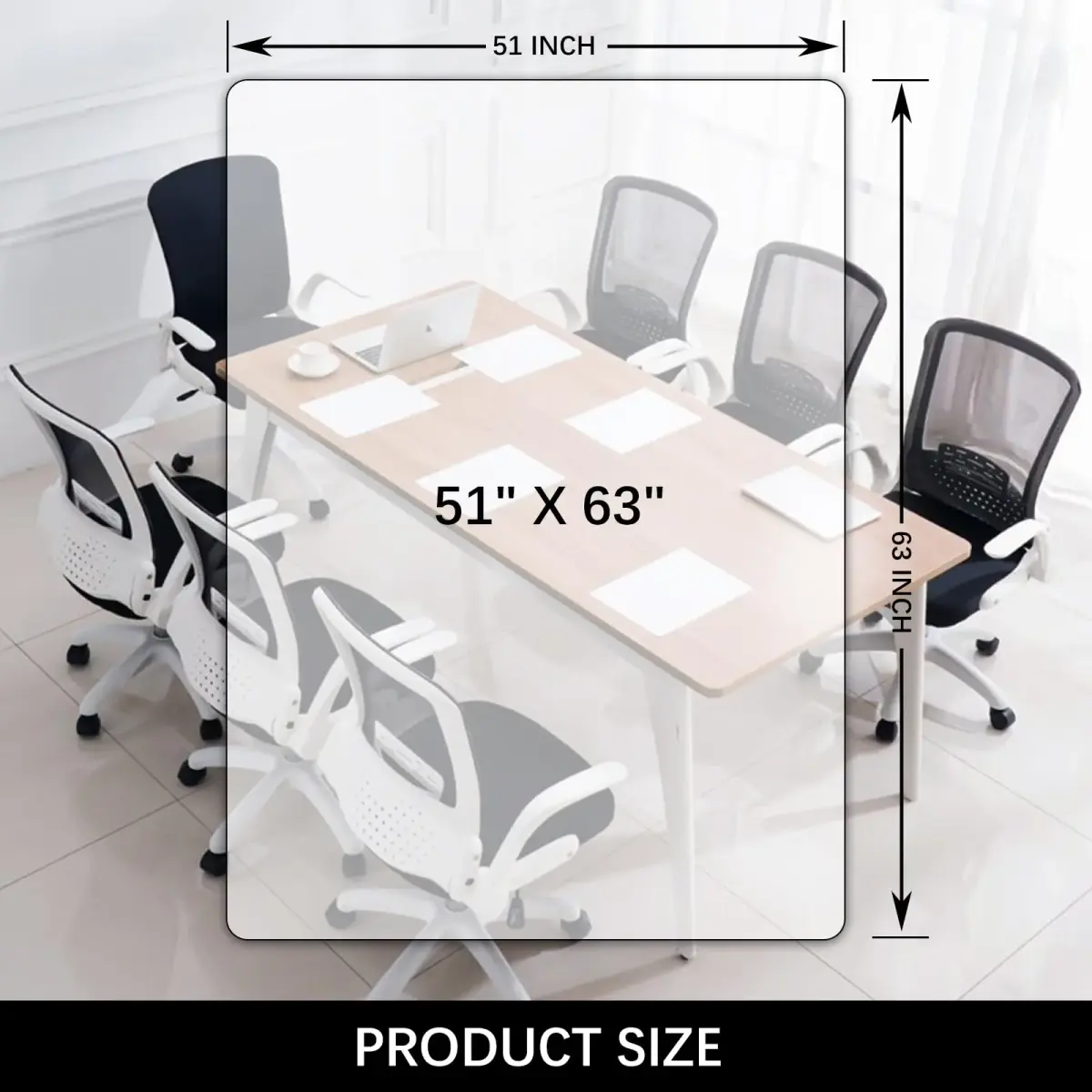 Kuyal Clear Chair Mat for Hardwood Floor 129.5cm x 160cm (51" x 63") | Protects Floors from Scratches & Scuffs - view 6