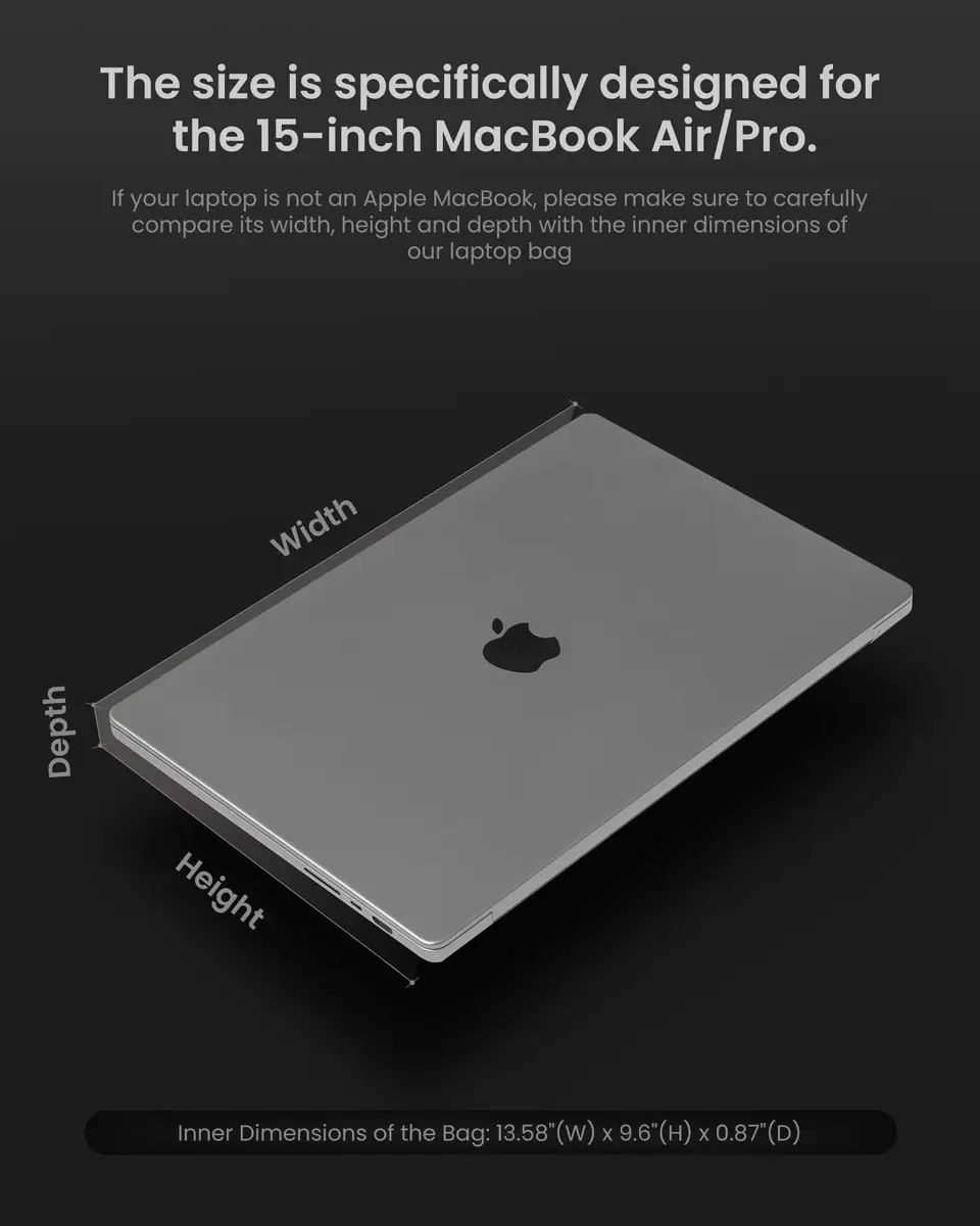 tomtoc Slim Laptop Sleeve for 15-inch MacBook Air M5/A3448 2026, M4/A3241 | Water-Resistant Cordura & Premium Design - view 3
