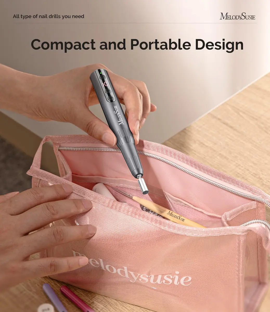 MelodySusie PC180E Cordless Nail Drill 25000RPM | Rechargeable Electric File with LED Display for All Nail Care - view 2