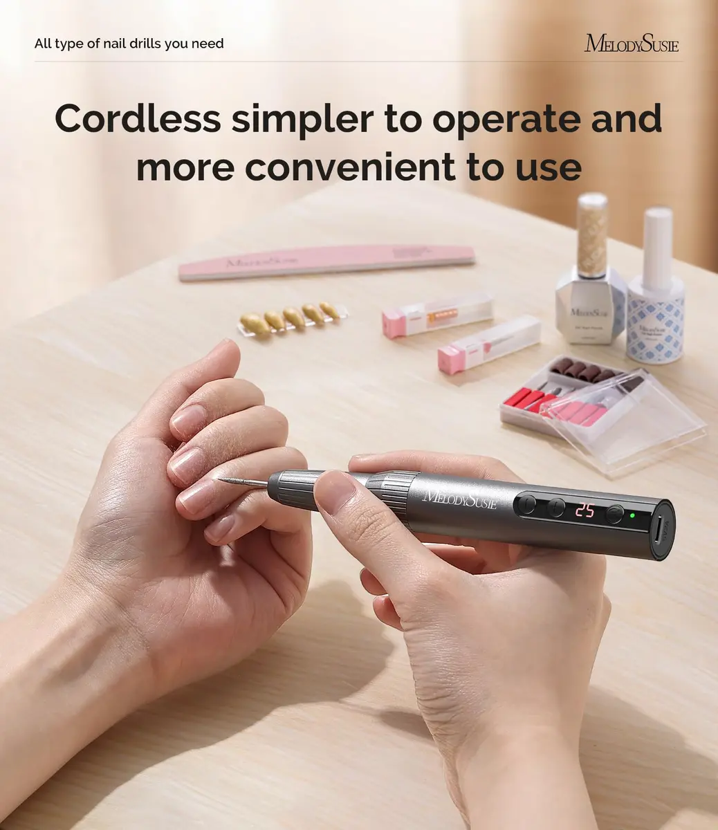 MelodySusie PC180E Cordless Nail Drill 25000RPM | Rechargeable Electric File with LED Display for All Nail Care - view 3