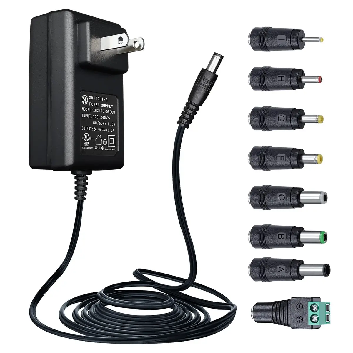 ANLINK 24V 0.5A Power Supply Adapter with 8 Tips | UL Listed for Stable 24V Devices - main product image