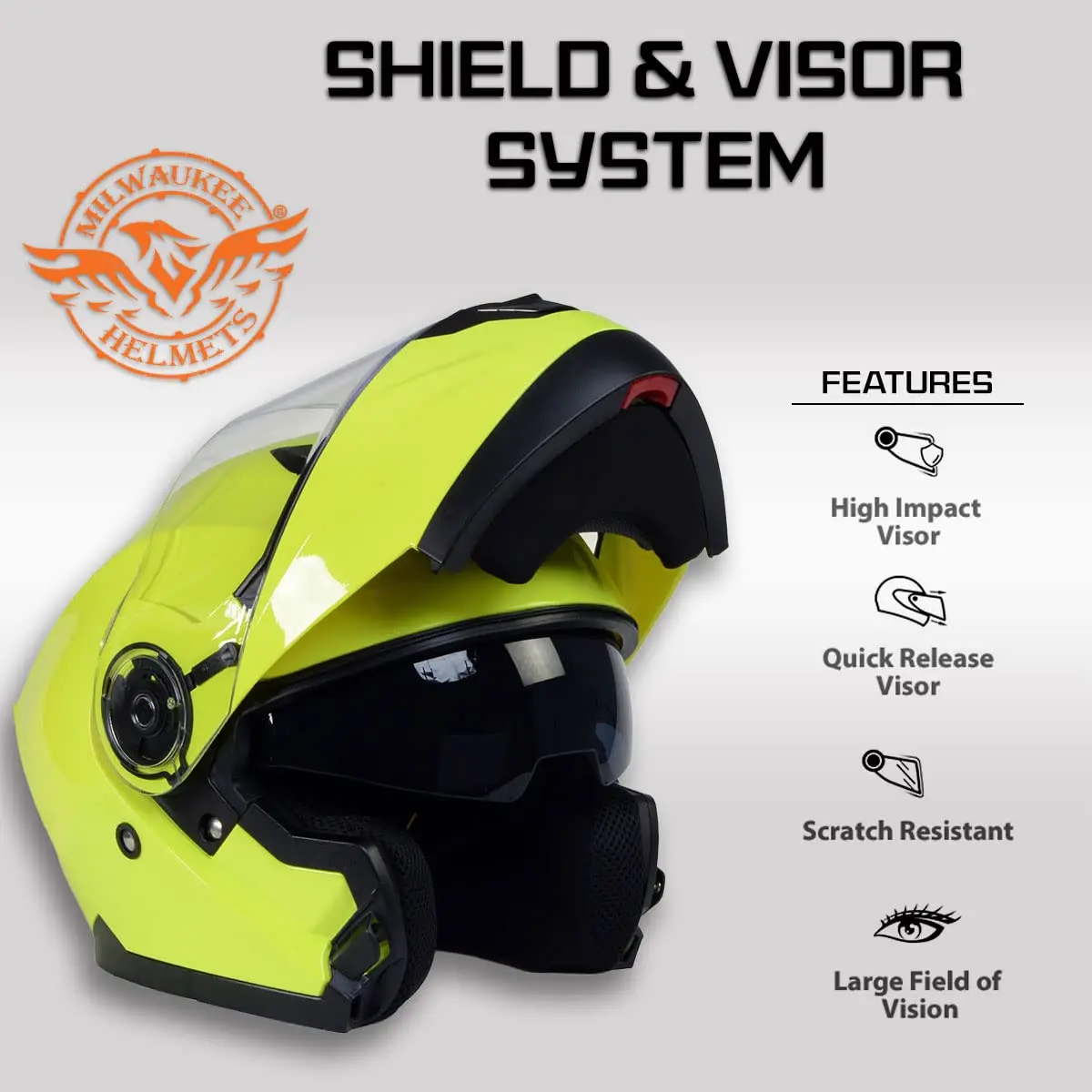 Milwaukee Helmets Advanced Full-Face Motorcycle Modular Helmets for Biker w/Drop Down Visor - XX-Large | DOT FMVSS 218 Certified - view 5