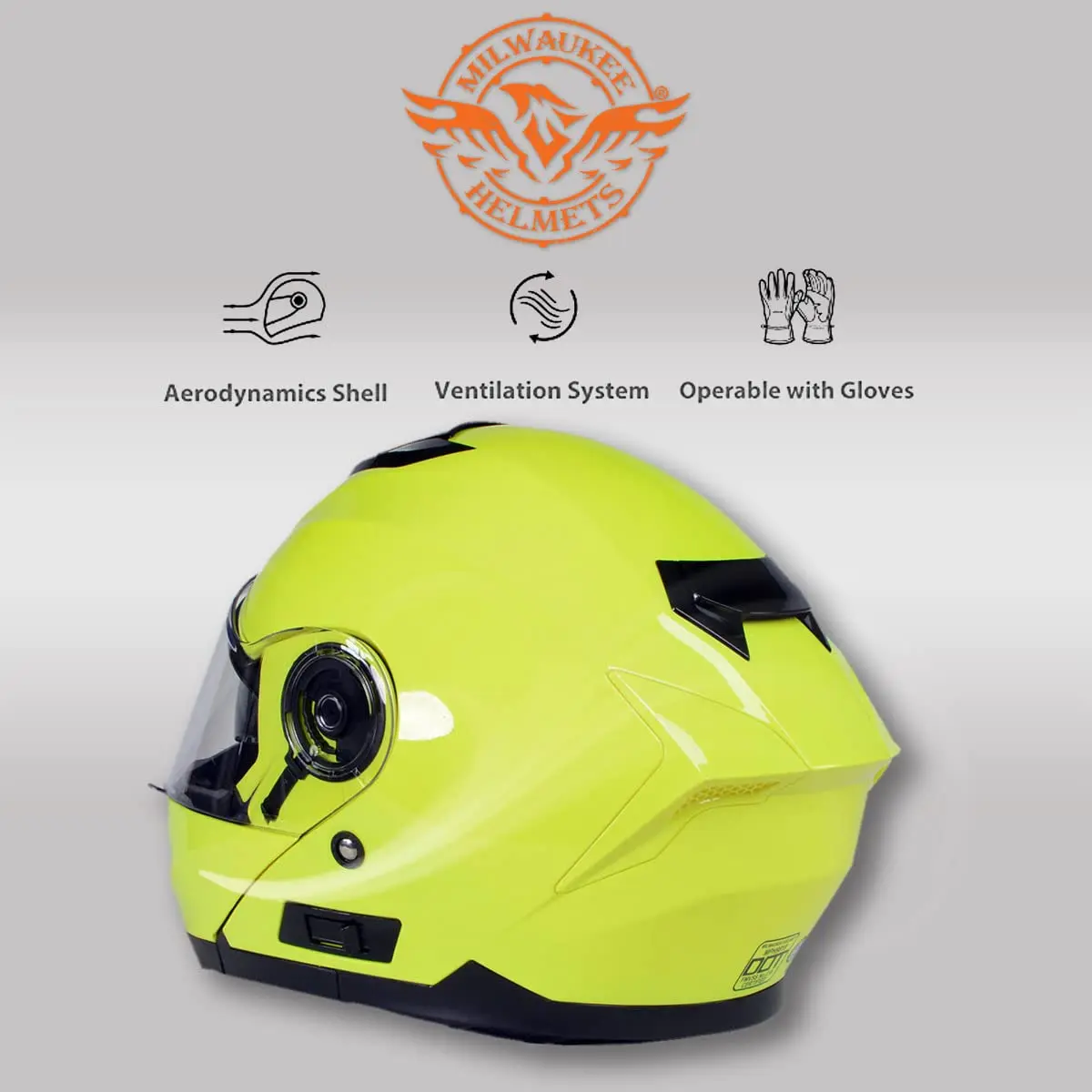 Milwaukee Helmets Advanced Full-Face Motorcycle Modular Helmets for Biker w/Drop Down Visor - XX-Large | DOT FMVSS 218 Certified - view 6