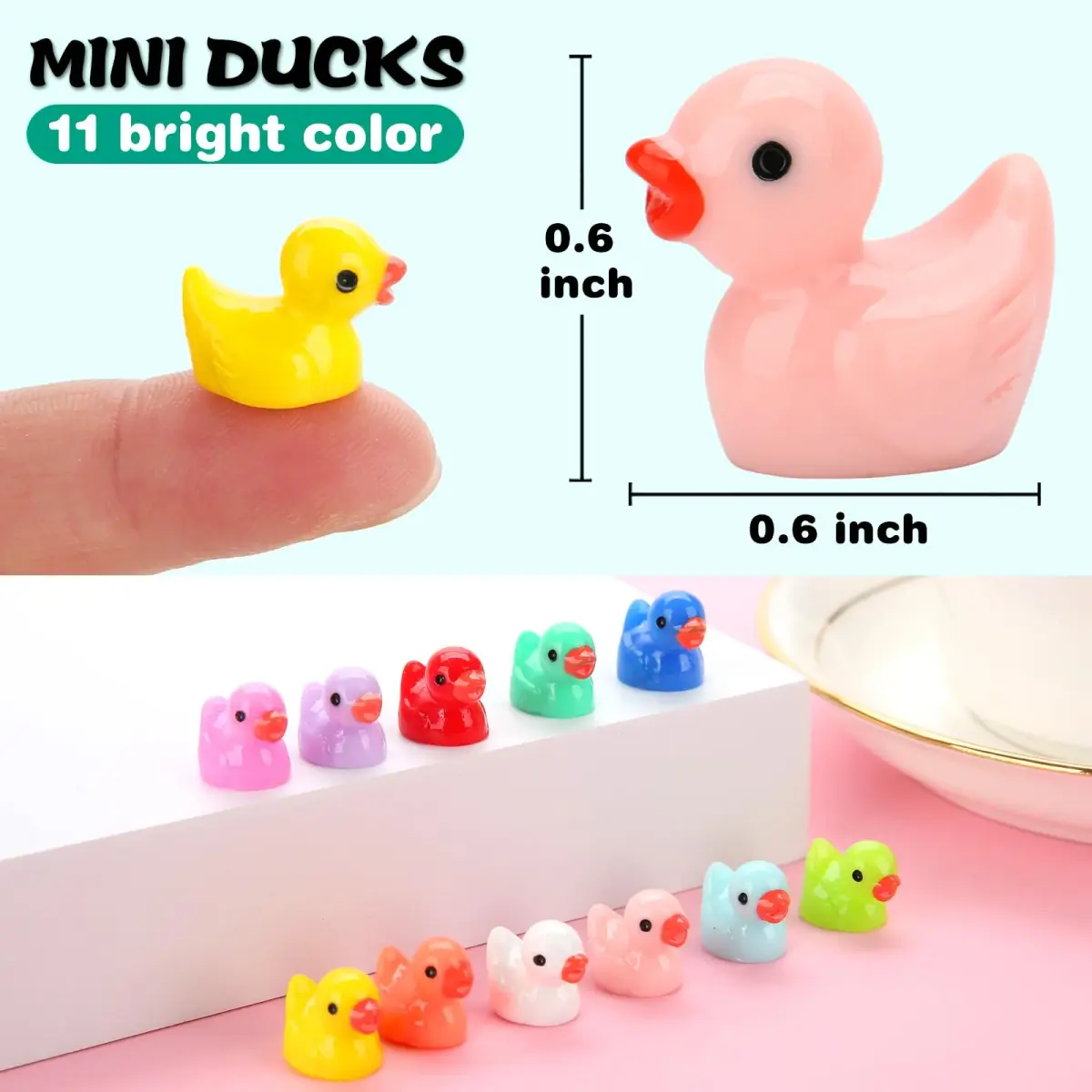 GWAHSA Mini Ducks 240pcs (0.6 inch) | Colorful Resin Figurines for Crafts & Decor - view 2